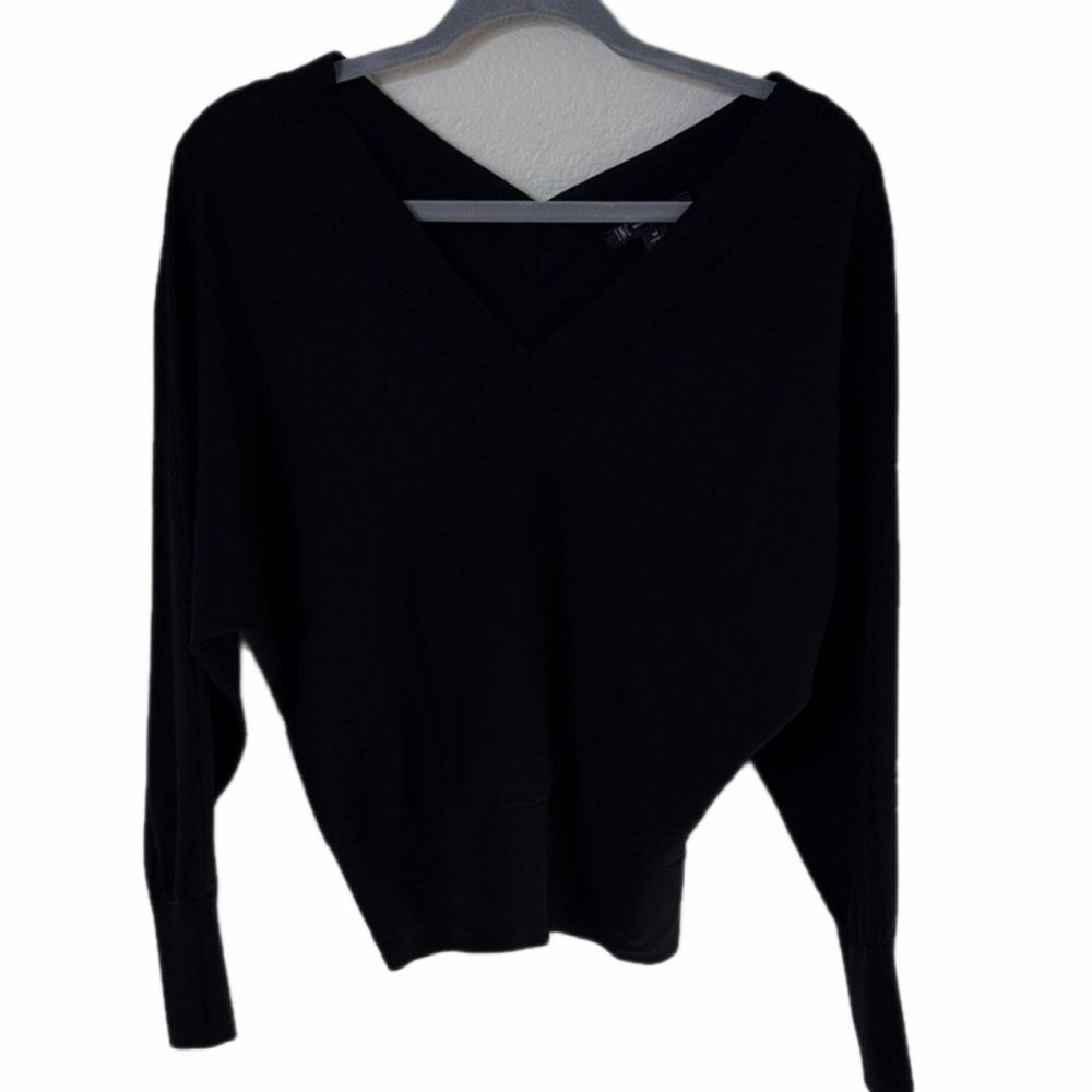 INC International Concepts Black V-Neck Sweater